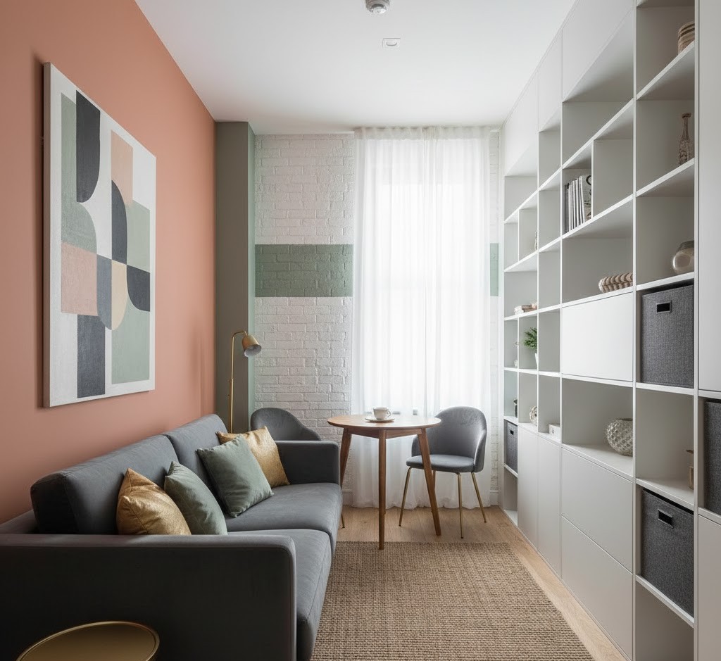 Compact loft with artistic elements